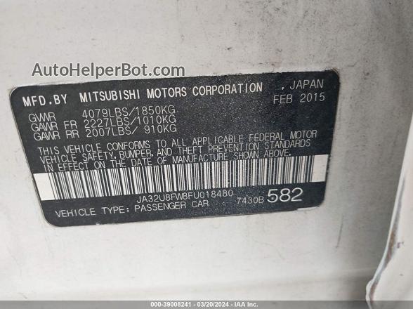 2015 Mitsubishi Lancer Gt White vin: JA32U8FW8FU018480